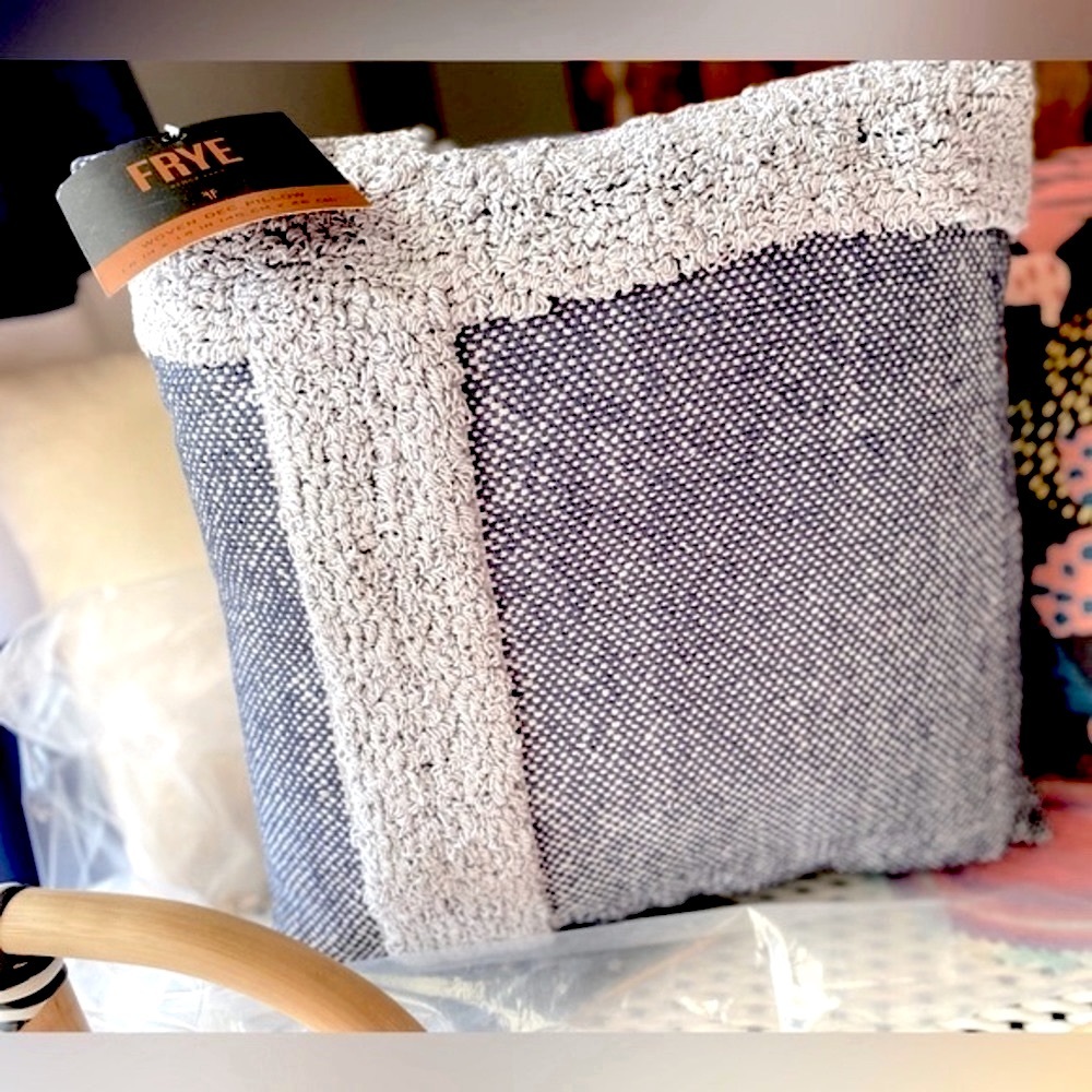 Frye Large Chelsea Decorative Pillow ✨ Navy Denim Size 18" x 18"